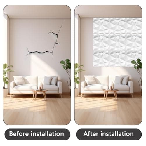 Fosoloni Lot de 12 panneaux muraux 3D diamant Blanc mat En PVC Pour décoration salon chambre à coucher salle de bain