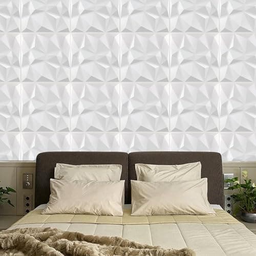 Panneau Mural Decoratif 3D Blanc Mat 30x30 cm pour Décor Intérieur de Studio et Bureau