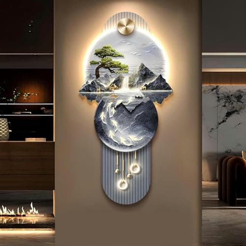 HOTAPEPU Mur De L'Image De Paysage Chinois LED, Sculptures Murales 3D Éclairées, Décoration Maison Salon Étude Lit ~ — D