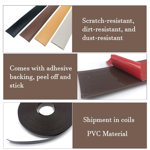 JXNVHJ Profilé De Transition Autocollante en Vinyle – Transition De Seuil Pour Moquette, Idéal Pour Maison et Bureaux (C