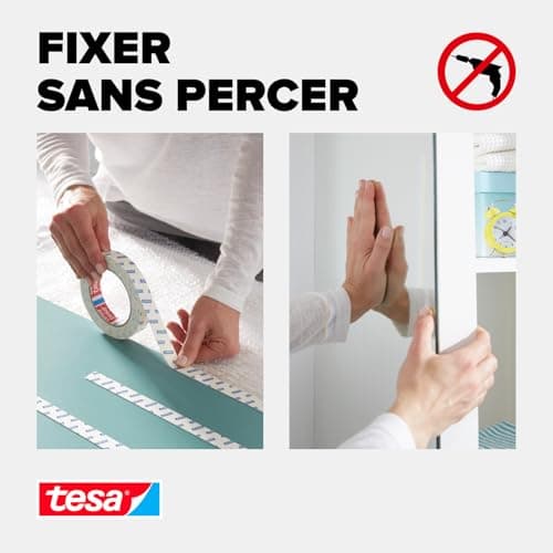 Adhésif Tesa Double-Face pour Miroirs – Humide et Salles de Bains – Fixation Sans Vis – Résistant et Sécuritaire 5m x 1,