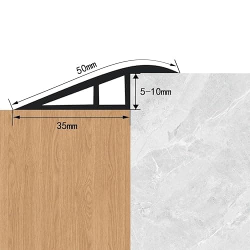 Adhésif PVC Jootuepo Seuil 5-10mm Transparenthorizontal 1M, Hauteur de Rampe Réglable, Seuil Rampe Bande (Grain de Bois