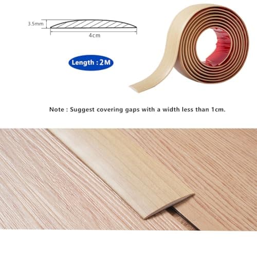 Bande de seuil auto-adhésive PVC 4cm grain de chêne beige pour sols en bois et espaces entre carreaux