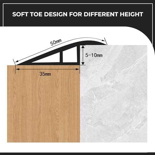 Barre de seuil adhésive PVC gris, seuil de porte réglable, hauteur 5~10mm, longueur 2m, idéal pour rattraper le niveau d