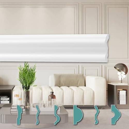 HEXIMO moulures murales modernes Blanc (2 mètres) pour décoration intérieure (Baguettes stuc FG3)