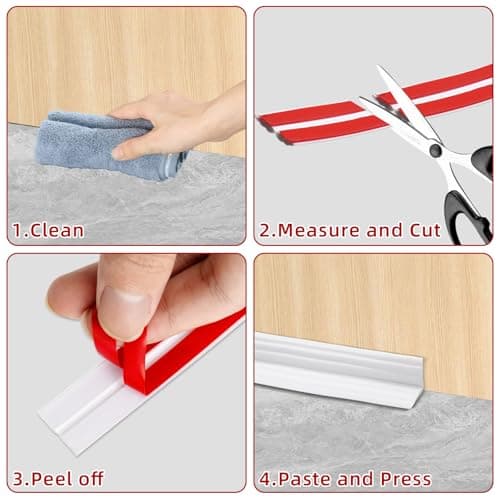 Plinthes Souple Autoadhésives LURICO 2 cm X 6 m, Décorations Moulures Flexibles Pour Bords Muraux, Plafond, Portes, Fenê