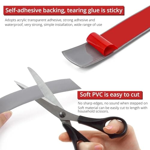 Barre de transition autocollante en vinyle étanche 2 m x 5 cm pour sols et seuil de transition plat