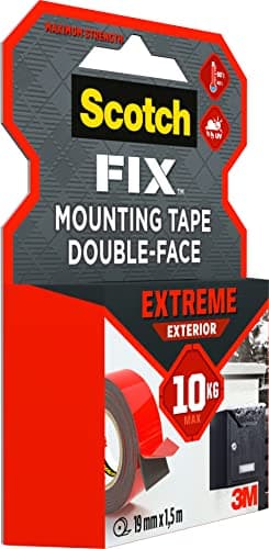 Ruban adhésif Scotch-Fix pour Extérieur, double face, technologie 3M, noir - 19 mm x 1,5 m