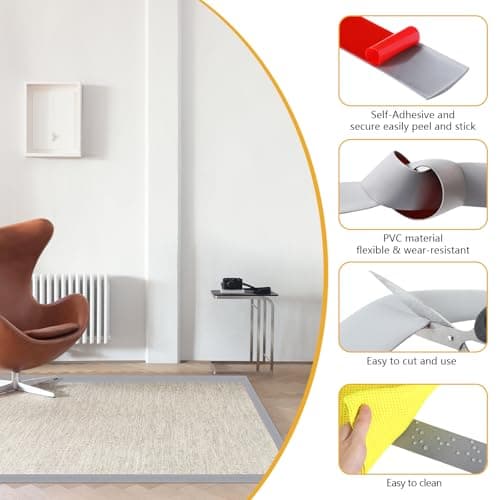 Gucass Bande de transition imperméable et autocollante, 3 m x 5 cm pour moquette, carrelage, bois, stratifié
