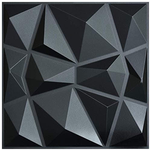 Art3d - Panneaux muraux 3D blancs, dalles décoratives salon, effet brique, 50 x 50 cm — Noir Mat