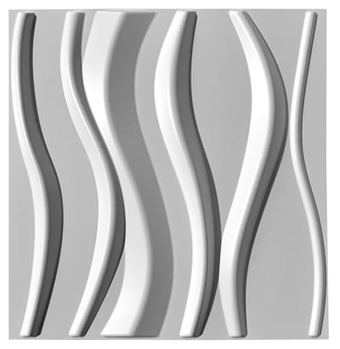 Deco 3D Mur & Plafond Salle de Jeux, Panneaux Mural & Plafond 3D 30cm x 30cm, Revêtement Mural PVC, design Salle de Jeux — Blanc Ondulé