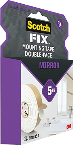Scotch-Fix Ruban de Montage Double-Face pour Miroirs - Pour Intérieur - Salles de Bain, Cuisines - Céramique, Bois, Méta