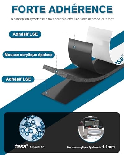 Emitever Ruban adhésif double face extra fort 06311 - Puissant et polyvalent - Idéal pour tous vos projets intérieurs et