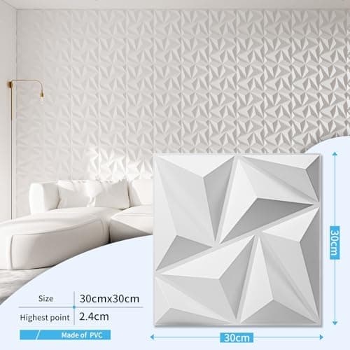 Art3d Lot de 20 panneaux muraux décoratifs 3D en PVC Blanc | Décoration Murale Intérieure pour Salon | Éléments 30 x 30