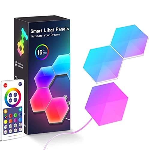 Panneau LED Hexagone Murale Lampe 12pcs Smart Music Sync Deco Modulaires RGB App & Télécommande Contrôle Salles Gaming B — 3pcs (B)