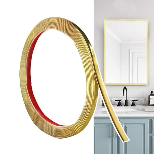 Hengrongshen Moulure Décorative Autoadhésive Noire Mat (6M x 0.65cm) pour Mur, Miroir et Plafond, Facile à Peler et Coll — Doré Mat