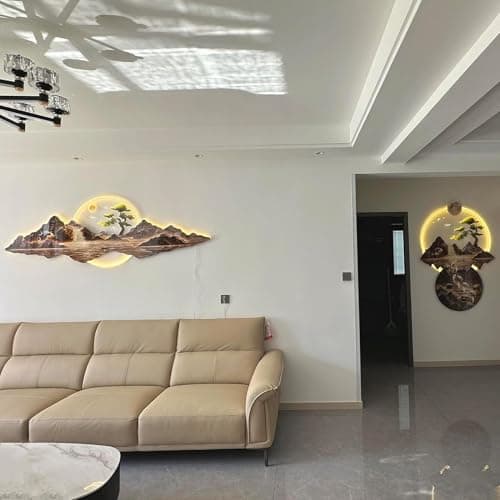 LIUWOPA Art Mural LED, Peinture décorative LED en Relief 3D pour Salon et Entrée, LIUWOPA Lampe Mural LED Feng Shui pour