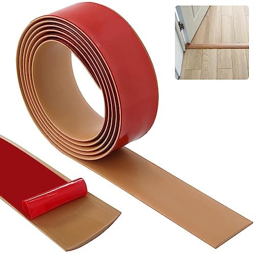 Bande de Seuil Noir 4cm x 2m | Solide & Élégant pour Couvrir les Espaces Entre les Étages | PVC_decorativeчинная — Marron Clair - Plat