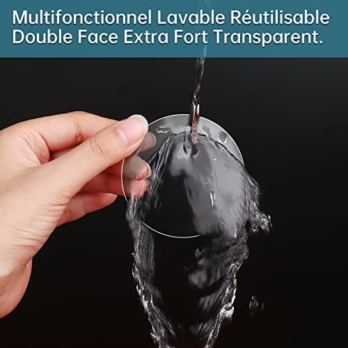 Double Face Rond Extra Fort, Ruban Adhésif Réutilisable 24 pcs Transparent Lavable