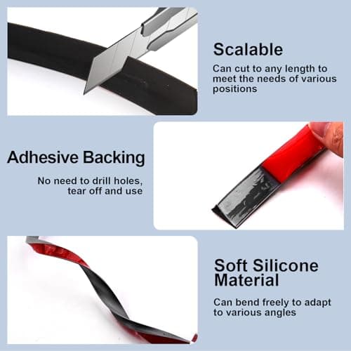 Bande de Seuil Silicone MxyVrix 200 cm Étanche Installé Facilement Noir