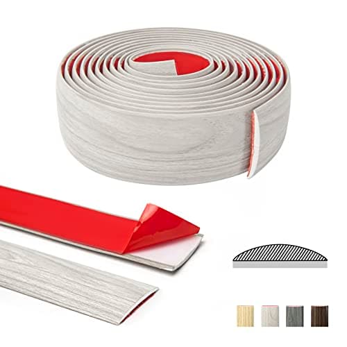 Art3d Bande de transition de moquette auto-adhésive en vinyle, pour séparer les espaces, Blanc délavé 304x4cm, applicabl — Blanc délavé