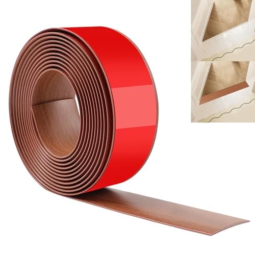 Bande de Transition de Sol JUNART Noyer des Meilleures Réviews, Bandes de Revêtement de Sol Autocollantes en PVC 400cm×5 — Bois de Teck