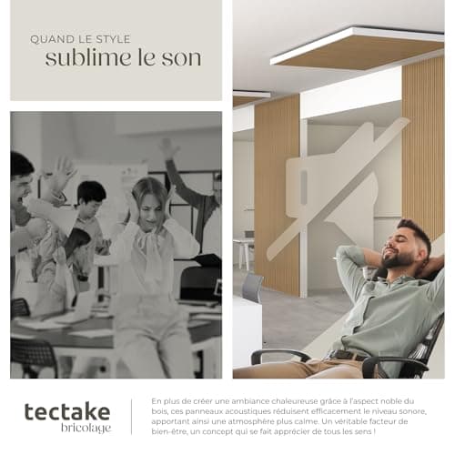Tectake® Isolation phonique chambre bureau studio musique bois MDF 120x60x2,1cm Lot 4 panneaux acoustiques furnishings d