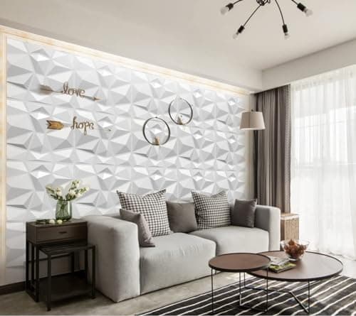 Panneaux muraux 3D PVC Lot de 6 pour salle de jeux, salon, cuisine - Grandes dimensions 30 x 30 cm - Décoration moderne