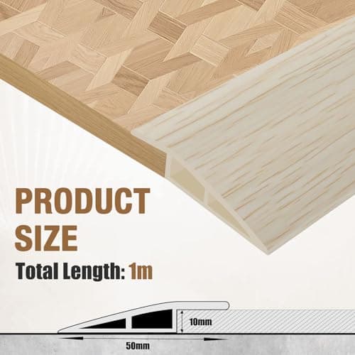 Barre de seuil en PVC Grain de bois beige 10mm×1m pour stratifié et transition de tapis