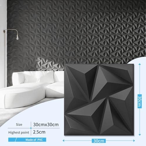 Art3d Lot de 20 panneaux muraux décoratifs 3D noirs, décoration intérieure en PVC, adapté pour tous les espaces, design