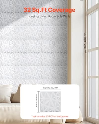 Panneau Mural Vintage VEVOR 3D Blanc Mat Motif Diamant pour Chambre Vintage Minimaliste, Panneau Mural PVC pour Plafond,