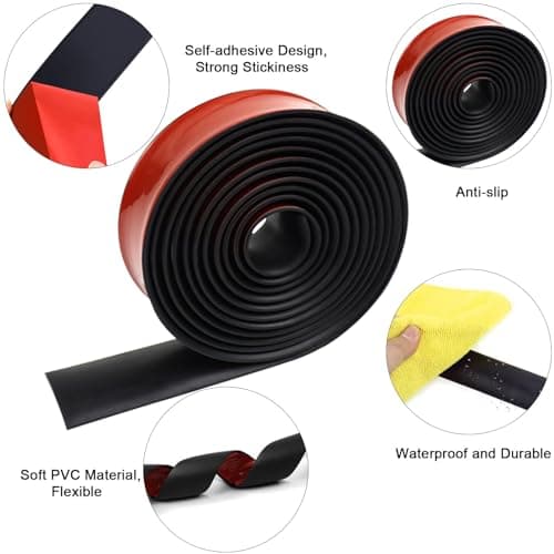 Rail de transition en vinyle autocollant Profil de transition noir, bandes de revêtement de sol en grain de bois (5 cm ×