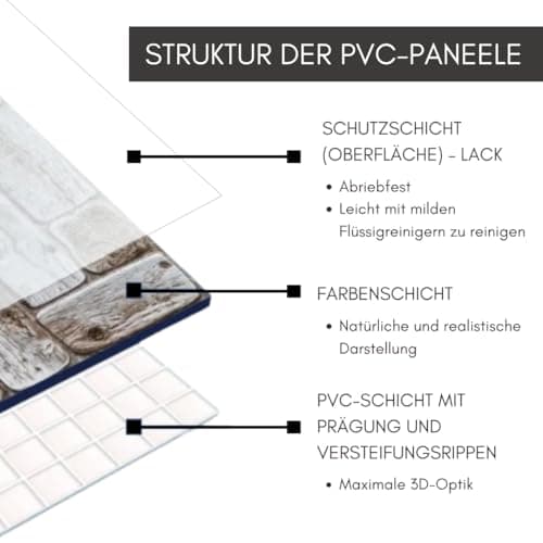 Panneaux muraux 3D en PVC pour revêtement mural bois - Décoration murale intérieure - Aspect chêne (lattes) - 50 x 97 cm