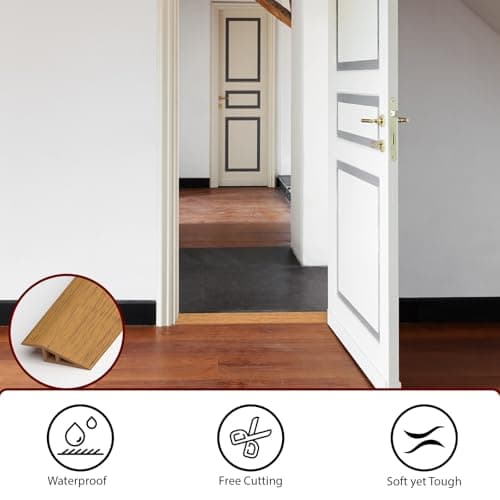LIHIQIYA Barre de seuil adhésive PVC, grain de bois jaune, 7mm à 10mm, 1M