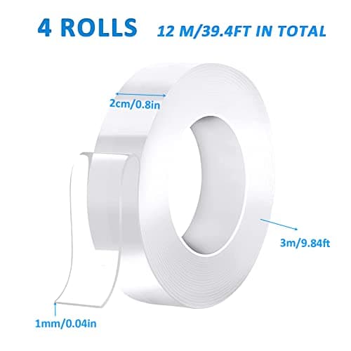 KEYRI Double Face Ruban Adhésif Extra Fort pour Cuisine et Déco (12m)
