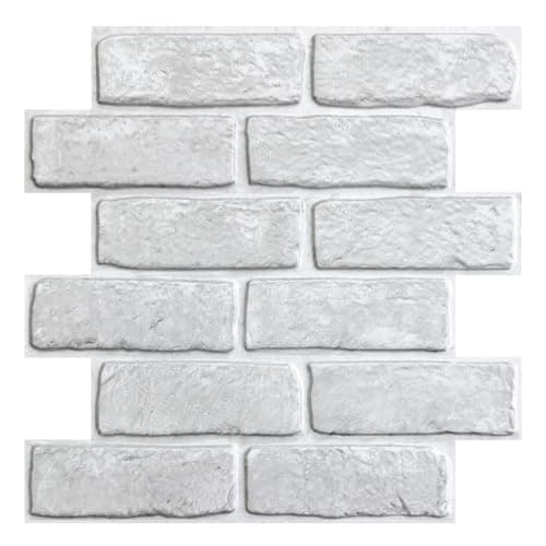 Panneau Mural 3D Fausse Brique 30x30cm, 10 Pièces Adhésif PVC — Blanc Lavage À L'eau