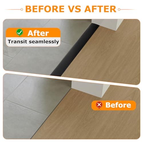 EFUTURETIME Barre de Seuil Adhésive Noire pour Portes et Fenêtres, Largeur 4CM, Hauteur 3,5MM, Sol en PVC, Convient pour