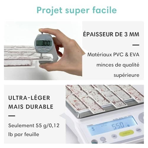 Panneau Mural 3D Fausse Brique 30x30cm, 10 Pièces Adhésif PVC