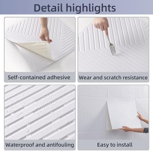 Panneaux Muraux 3D Autocollants Aspect Bois Décoration Murale Intérieure Panneaux Acoustiques 30 x 30 cm Gris