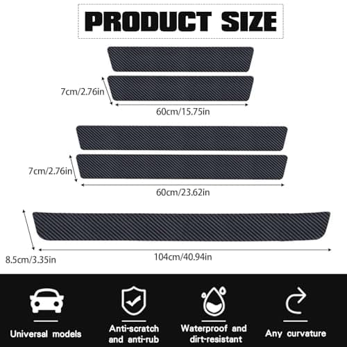 XoeLLe Protection Pare Choc Voiture en Fibre de Carbone 5 Pièces (Noir) Anti-Scratch avec 4D et Bande Autocollante