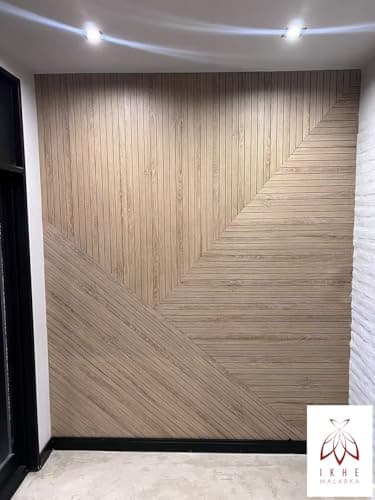 Panneau mural à lamelles bois beige/marron 3D PVC PE autocollant 100x60cm lavable salon chambre à coucher cuisine salle