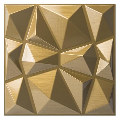Art3d Lot de 33 panneaux muraux décoratifs 3D en forme de diamant blanc mat, pour décoration intérieure, design moderne — Doré