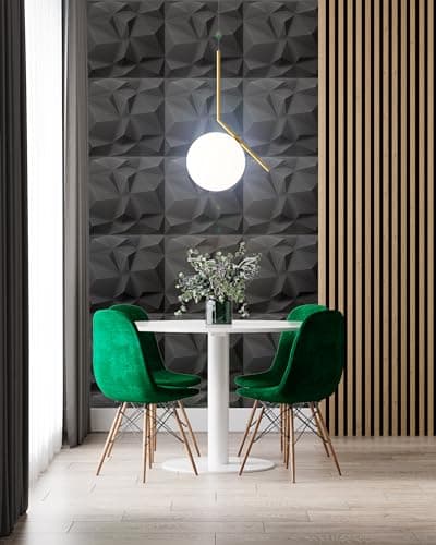 DECCART - Panneaux Muraux Decoratifs 3D Noir | Revêtement Mural Polystyrène PSE | Pour Décoration_INTÉRIEUR | 50x50 cm,