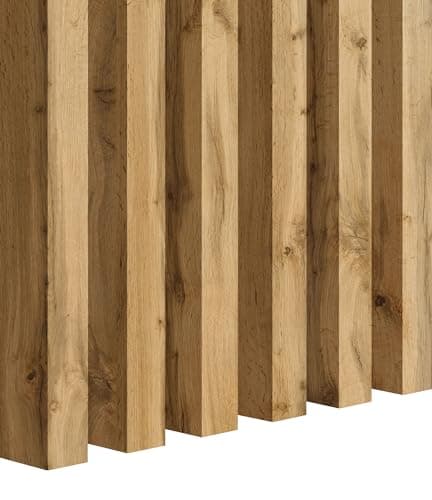 Premium Panneaux muraux acoustiques 3D 12 pièces, Vertical, Longueur 275 cm, Largeur 2,9 cm, Profondeur 4 cm, Aspect boi — Wotan Chêne Naturel