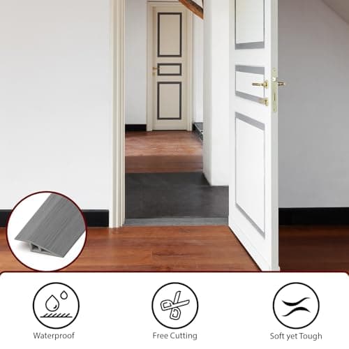LIHIQIYA Barre de Seuil Adhesive Gris Bois - Adhésif PVC 7mm à 10mm | Étage de Transition pour Portes | 1M