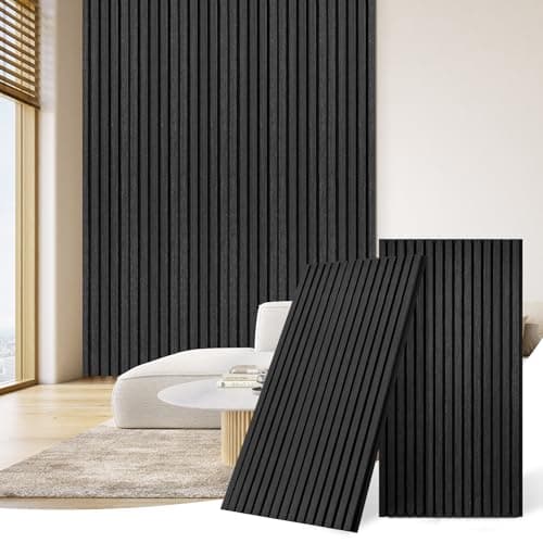 DOLLAR BOSS Panneaux acoustiques en chêne 3d 120x60cm pour bureau & cuisine - Mur anti-bruit & décoratif — Noir