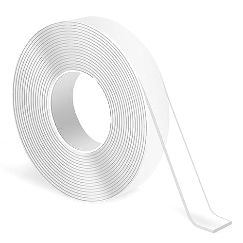 Ruban adhésif Oruiiju double face extra fort, réutilisable, (20mm x 5m) transparent lavable