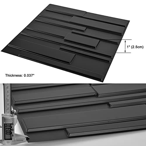 Art3d A10032BK - Panneaux muraux 3D noir pour décoration intérieure contemporaine - Design moderne, facile d'installatio