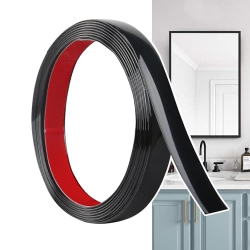 Hengrongshen Moulure Décorative Autoadhésive Noire Mat (6M x 0.65cm) pour Mur, Miroir et Plafond, Facile à Peler et Coll — Noir Mat
