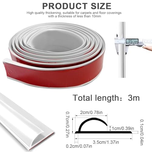 Bande de transition PVC autocollante pour tapis et sol en bois, profilé de transition autocollant de 3 mètres, bandes de